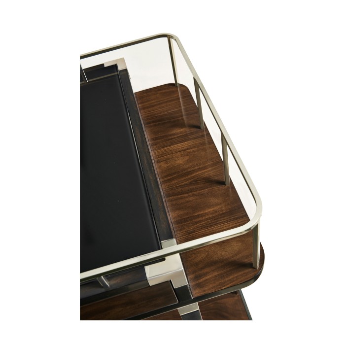 Rectangular Campaign Style Rolling Bar Cart