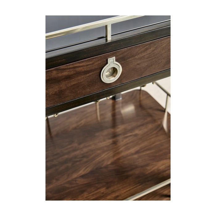Rectangular Campaign Style Rolling Bar Cart