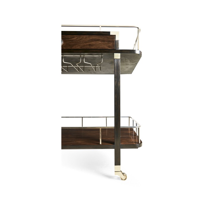 Rectangular Campaign Style Rolling Bar Cart