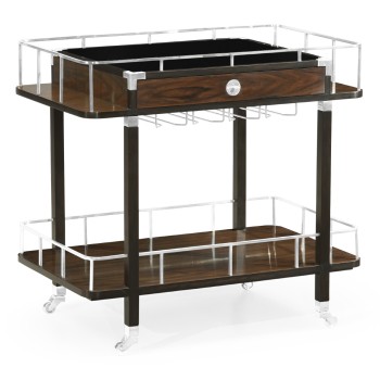 Rectangular Campaign Style Rolling Bar Cart