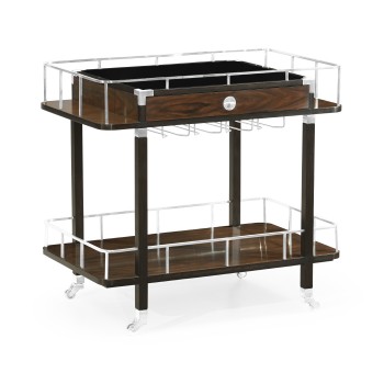 Rectangular Campaign Style Rolling Bar Cart