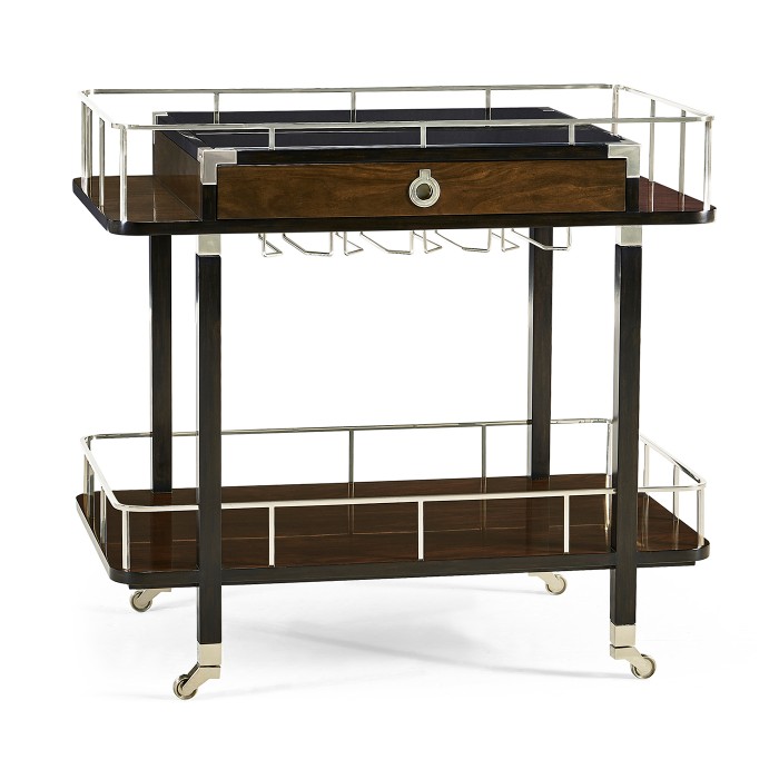 Rectangular Campaign Style Rolling Bar Cart