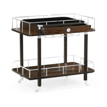 Rectangular Campaign Style Rolling Bar Cart