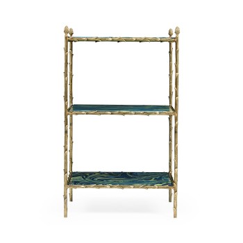 Square Graffiti & Brass Three-Tier End Table
