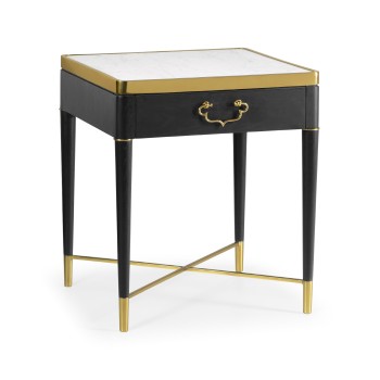Fusion Square Oak & Marble Lamp Table