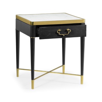 Fusion Square Oak & Marble Lamp Table