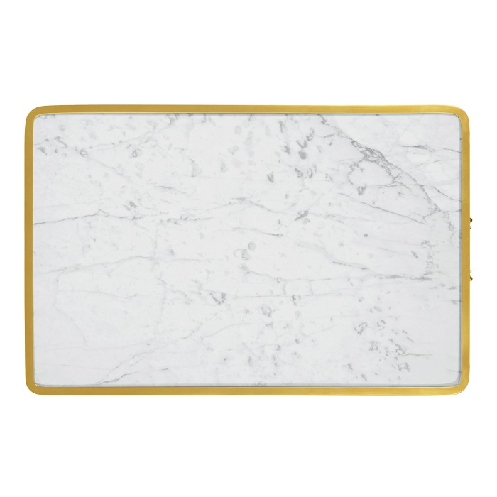 Fusion Rectangular Oak & Marble Side Table