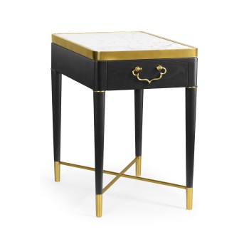 Fusion Rectangular Oak & Marble Side Table