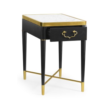 Fusion Rectangular Oak & Marble Side Table