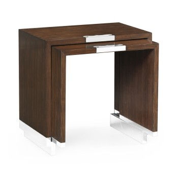 Campaign Style Dark Santos Rosewood Sliding Nesting Tables