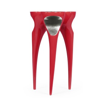 Trefoil Vermillion Red & Silver Cut-Out Occasional Table