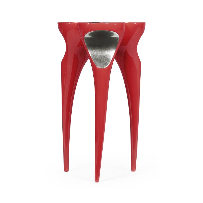 Trefoil Vermillion Red & Silver Cut-Out Occasional Table