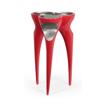Trefoil Vermillion Red & Silver Cut-Out Occasional Table