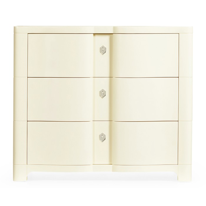 Bowfront Ivory Bedside Chest of Drawers