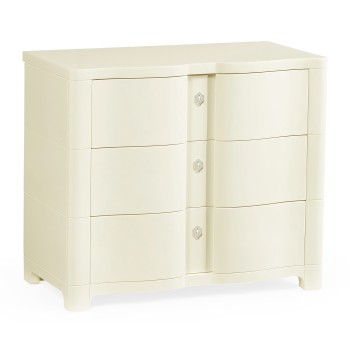 Bowfront Ivory Bedside Chest of Drawers