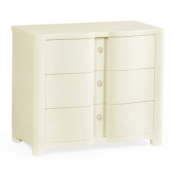 Bowfront Ivory Bedside Chest of Drawers
