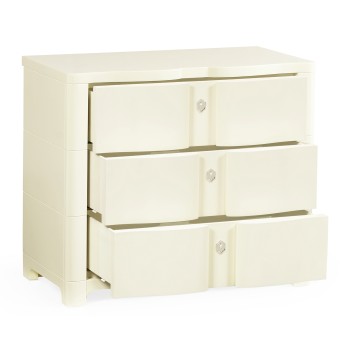 Bowfront Ivory Bedside Chest of Drawers
