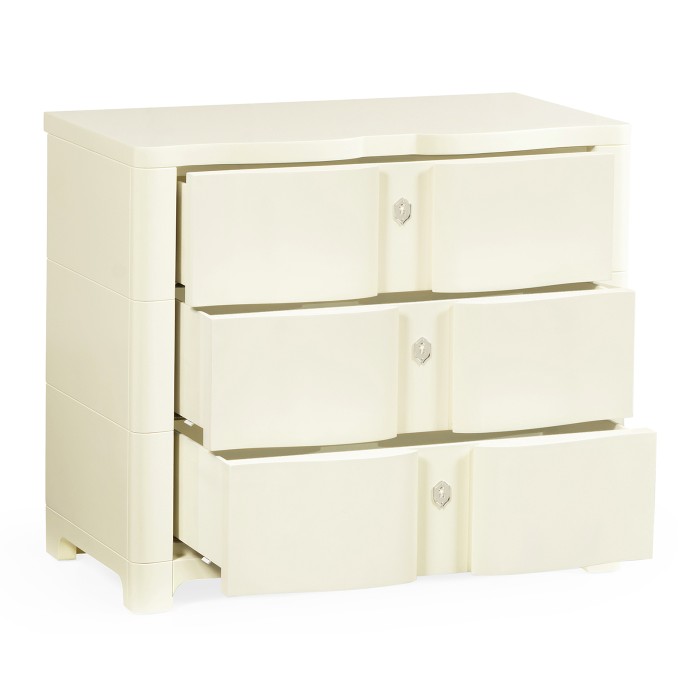 Bowfront Ivory Bedside Chest of Drawers