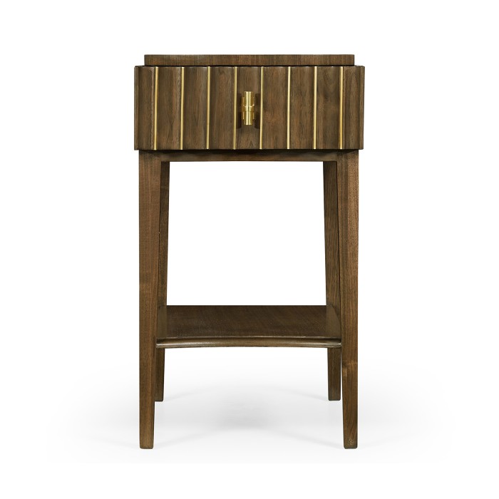 Rectangular Autumn Walnut Reeded End Table