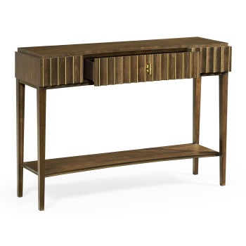 Bowed Autumn Walnut Reeded Console Table