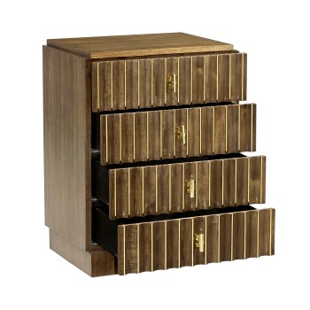 Small Autumn Walnut Reeded Chest of Drawers