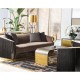Contemporary Antique Satin Gold Brass & Black Stainless Steel Floor Lamp