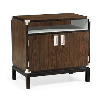 Campaign Style Dark Santos Rosewood Bedside Cabinet