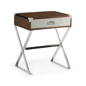 Campaign Style Dark Santos Rosewood Bedside Table with Drawer