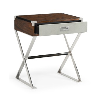Campaign Style Dark Santos Rosewood Bedside Table with Drawer