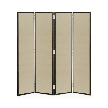 Campaign Style Dark Santos Rosewood Screen, Upholstered in MAZO