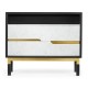 Contemporary Ebonised Oak & White Calcutta Marble Bedside Chest of Drawers