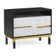 Contemporary Ebonised Oak & White Calcutta Marble Bedside Chest of Drawers