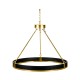 Round Contemporary Ebonised Oak & Brass Chandelier
