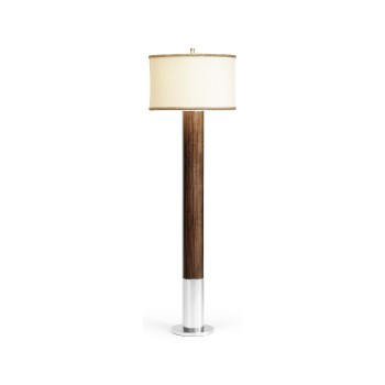 Circular Campaign Style Dark Santos Rosewood & White Stainless Steel Floor Lamp