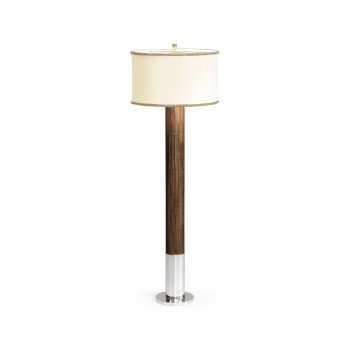 Circular Campaign Style Dark Santos Rosewood & White Stainless Steel Floor Lamp