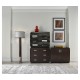 Circular Campaign Style Dark Santos Rosewood & White Stainless Steel Floor Lamp