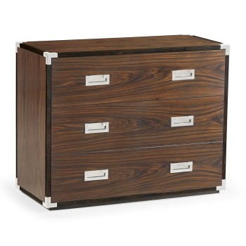 Campaign Style Dark Santos Rosewood Chest of Three Drawers