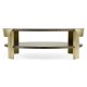 Gatsby Contemporary Round Dark Grey Walnut & Champagne Silver-leaf Coffee Table