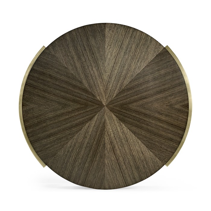 Gatsby Contemporary Round Dark Grey Walnut & Champagne Silver-leaf Coffee Table