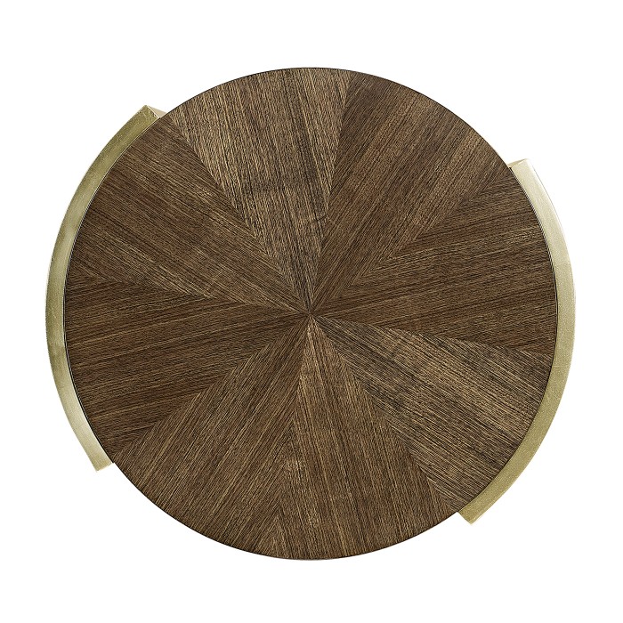 Gatsby Contemporary Round Dark Grey Walnut & Champagne Silver-leaf End Table