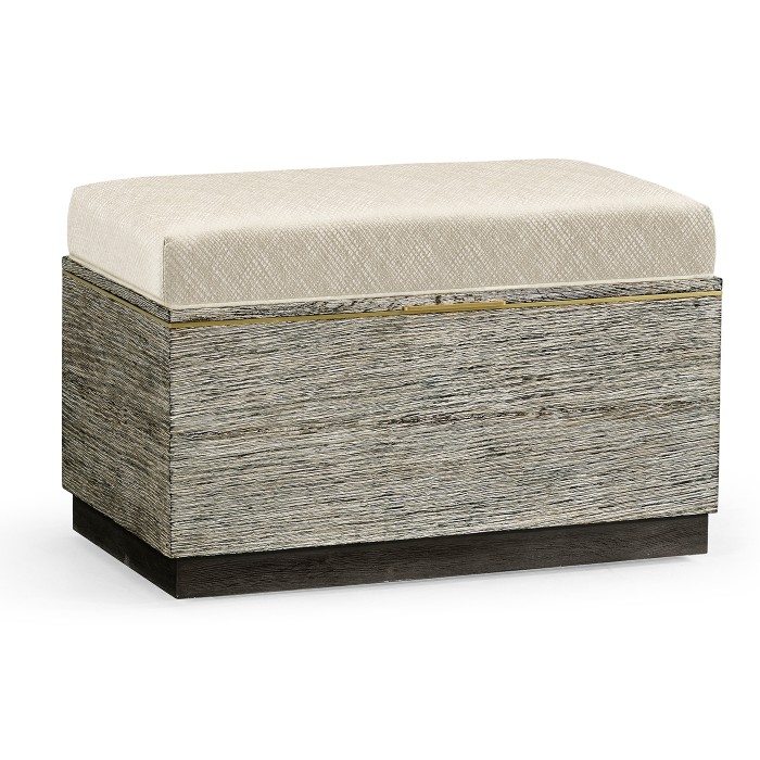 Geometric Dark French Oak Stool with Inside Storage on Wheels
