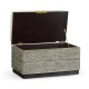 Geometric Dark French Oak Stool with Inside Storage on Wheels