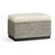 Geometric Dark French Oak Stool with Inside Storage on Wheels