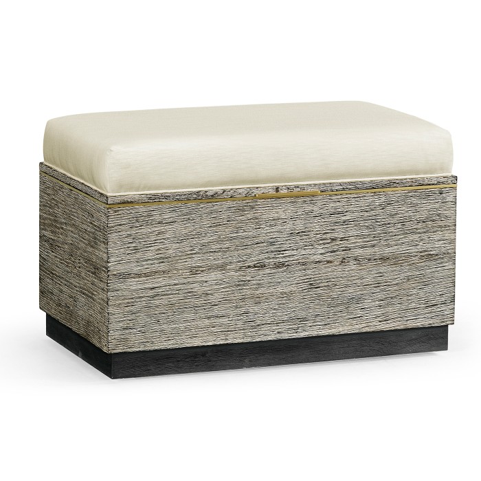 Geometric Dark French Oak Stool with Inside Storage on Wheels