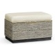 Geometric Dark French Oak Stool with Inside Storage on Wheels
