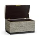Geometric Dark French Oak Stool with Inside Storage on Wheels