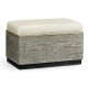 Geometric Dark French Oak Stool with Inside Storage on Wheels