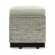 Geometric Dark French Oak Stool with Inside Storage on Wheels