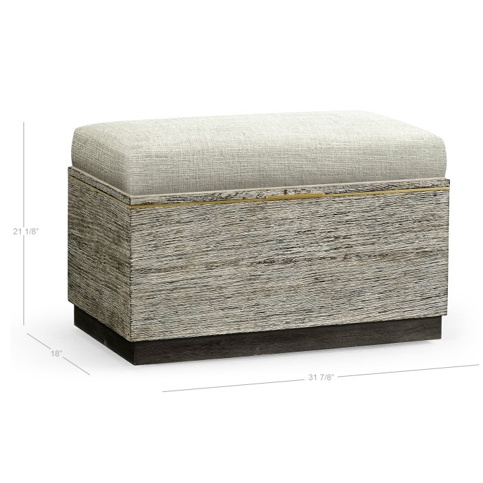 Geometric Dark French Oak Stool with Inside Storage on Wheels