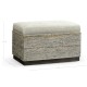 Geometric Dark French Oak Stool with Inside Storage on Wheels